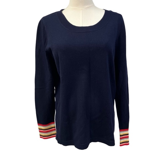 Merrid Crew Neck Colorful Striped Cuff and back Ling sleeve sweater Womens Large - Picture 1 of 13